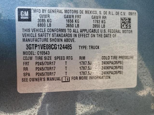 2012 GMC Sierra C1500 Sle VIN: 3GTP1VE08CG124485 Lot: 61674494