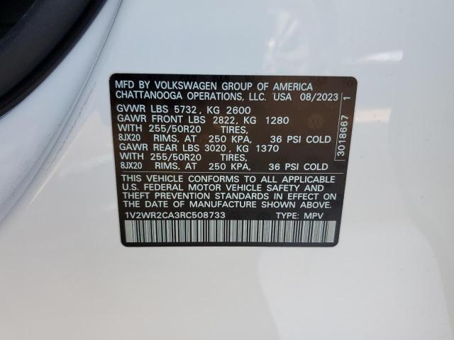 2024 Volkswagen Atlas Se VIN: 1V2WR2CA3RC508733 Lot: 63163694