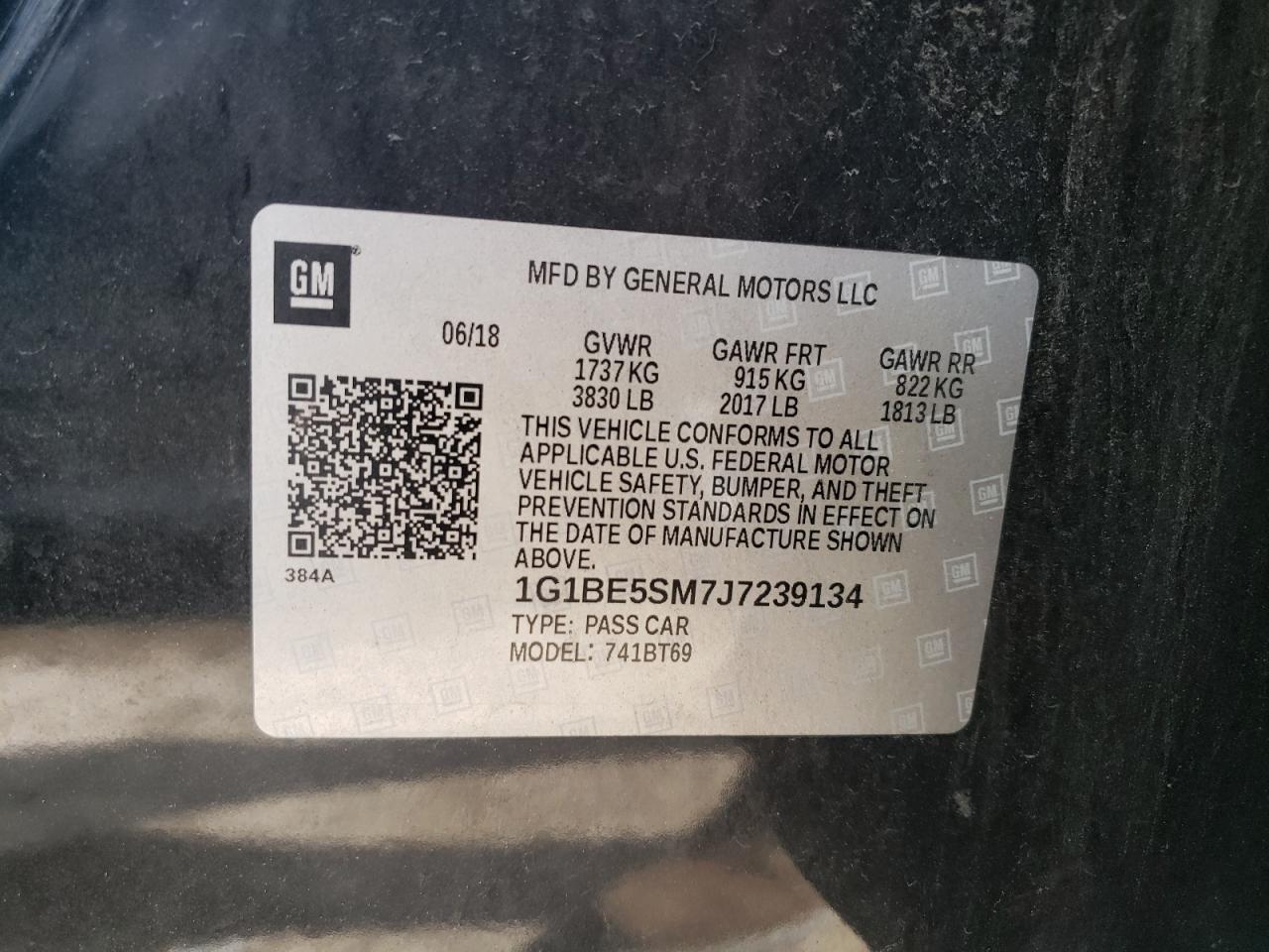 1G1BE5SM7J7239134 CHEVROLET CRUZE 2018
