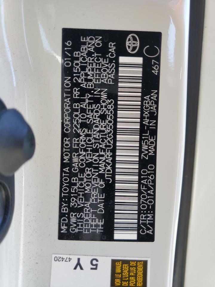 JTDKARFU2G3505583 2016 Toyota Prius