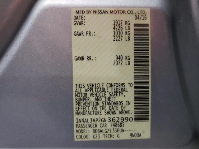 2016 NISSAN ALTIMA 2.5 - 1N4AL3AP2GN362990