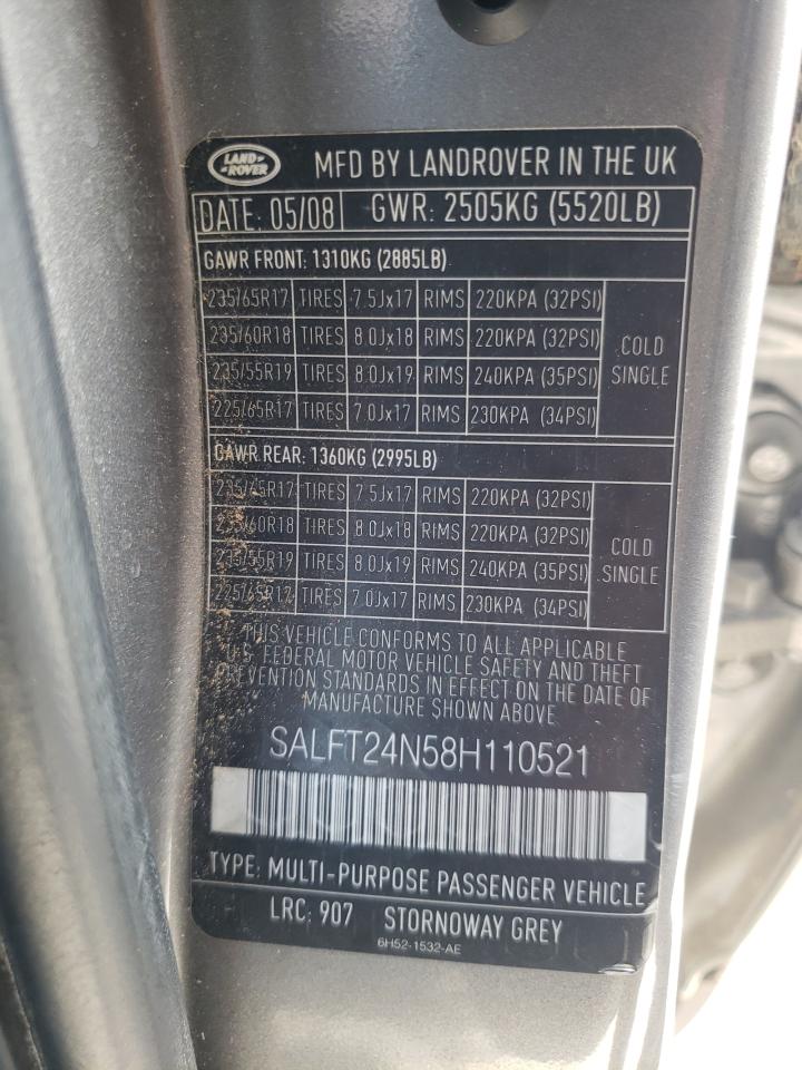 SALFT24N58H110521 2008 Land Rover Lr2 Hse Technology