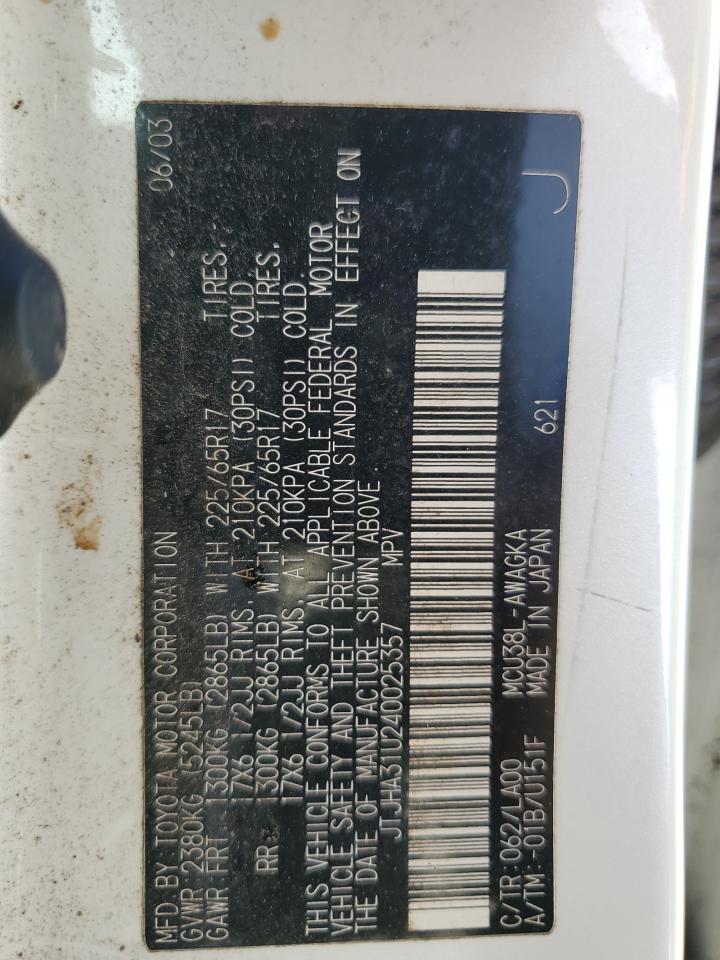 JTJHA31U240025357 2004 Lexus Rx 330