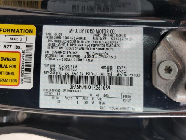 VIN 3FA6P0HDXLR261059 2020 Ford Fusion, SE no.12