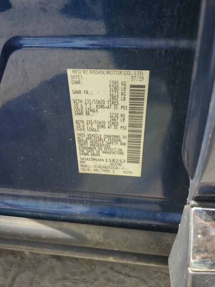 5N1AZ2MSXKN158252 2019 Nissan Murano S