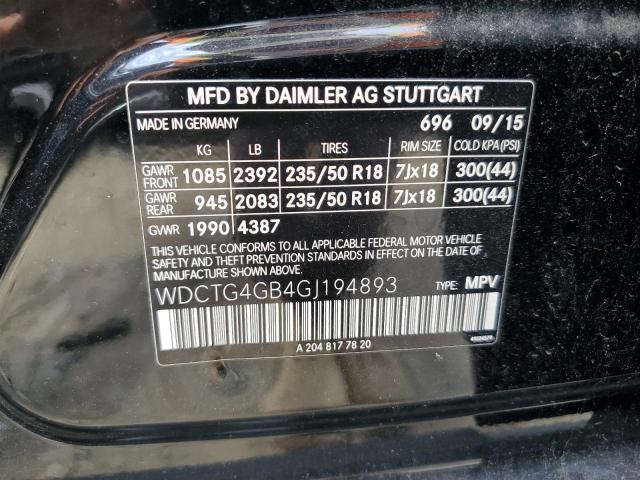 VIN WDCTG4GB4GJ194893 2016 Mercedes-Benz GLA-Class,... no.13