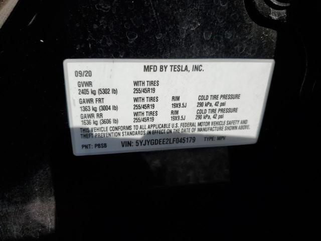 2020 Tesla Model Y VIN: 5YJYGDEE2LF045179 Lot: 61382874