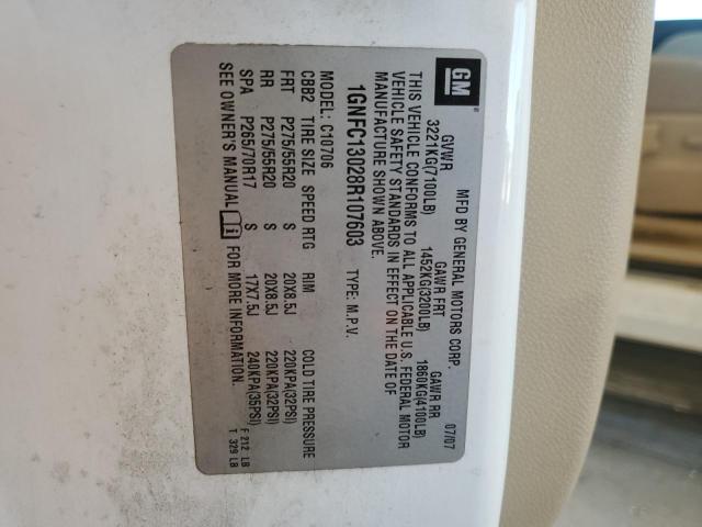 2008 Chevrolet Tahoe C1500 VIN: 1GNFC13028R107603 Lot: 61149664