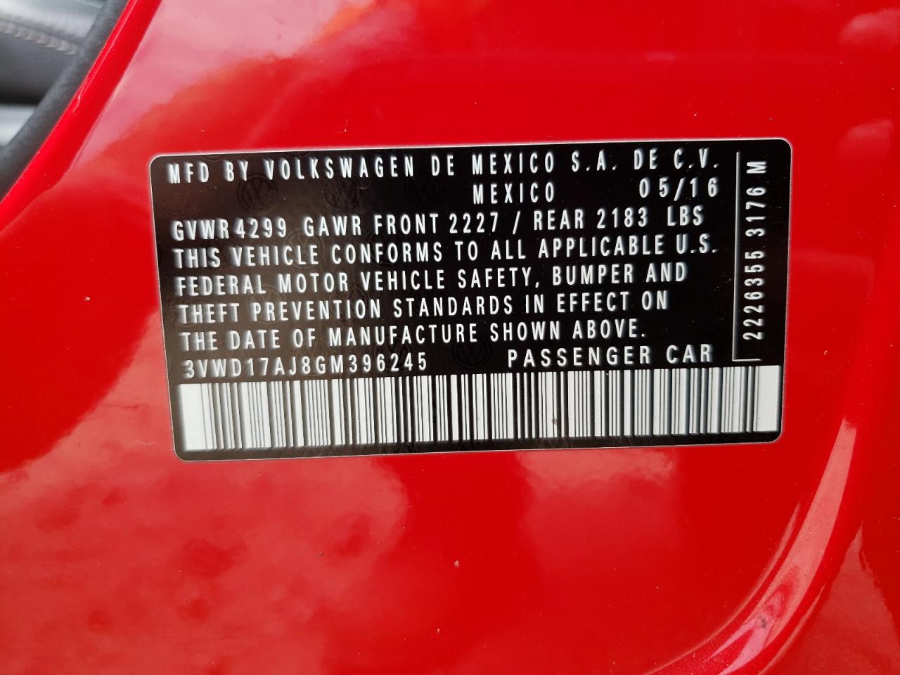3VWD17AJ8GM396245 2016 Volkswagen Jetta Sport