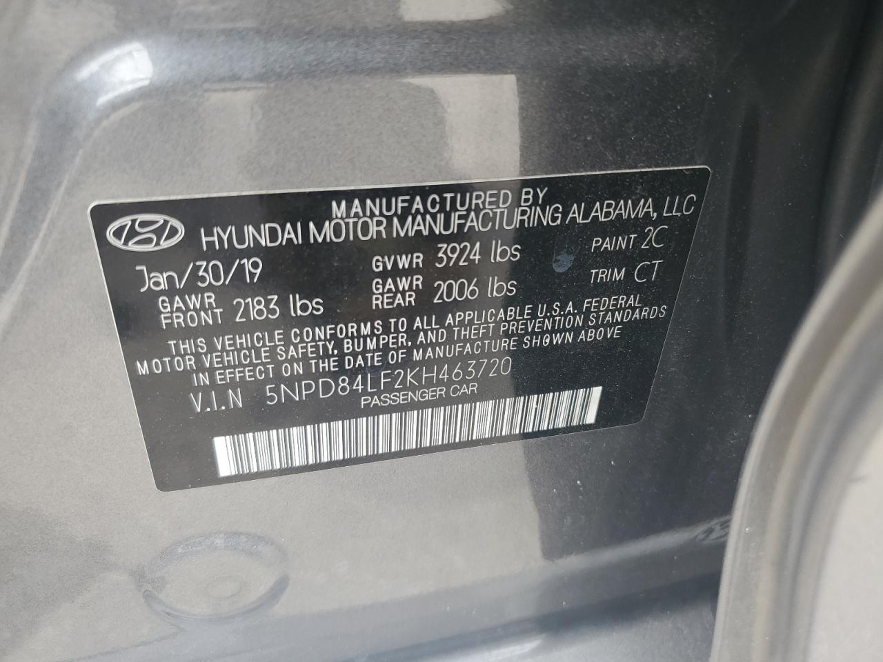 5NPD84LF2KH463720 2019 Hyundai Elantra Sel