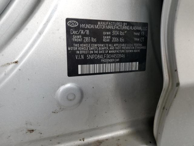 2019 Hyundai Elantra Sel VIN: 5NPD84LF3KH450846 Lot: 62324684