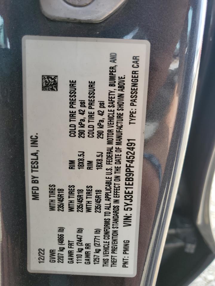 5YJ3E1EB9PF452491 2023 Tesla Model 3