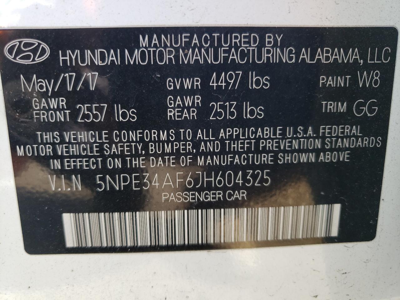 5NPE34AF6JH604325 2018 Hyundai Sonata Sport