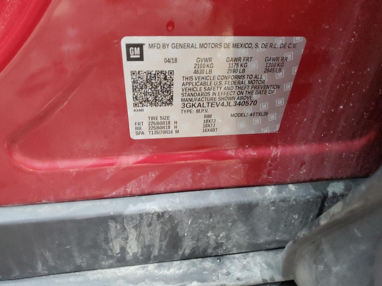 3GKALTEV4JL340570 2018 GMC Terrain Sle