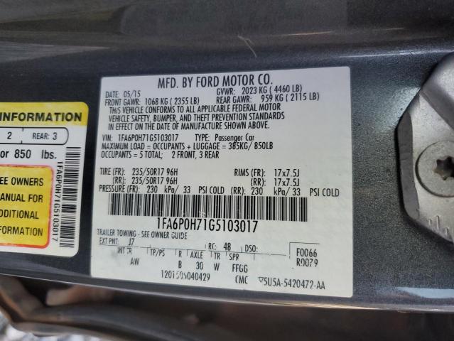 VIN 1FA6P0H71G5103017 2016 Ford Fusion, SE no.12