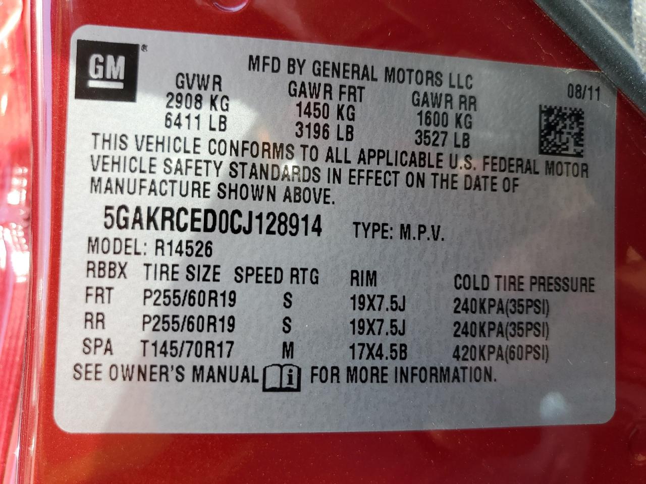 5GAKRCED0CJ128914 2012 Buick Enclave