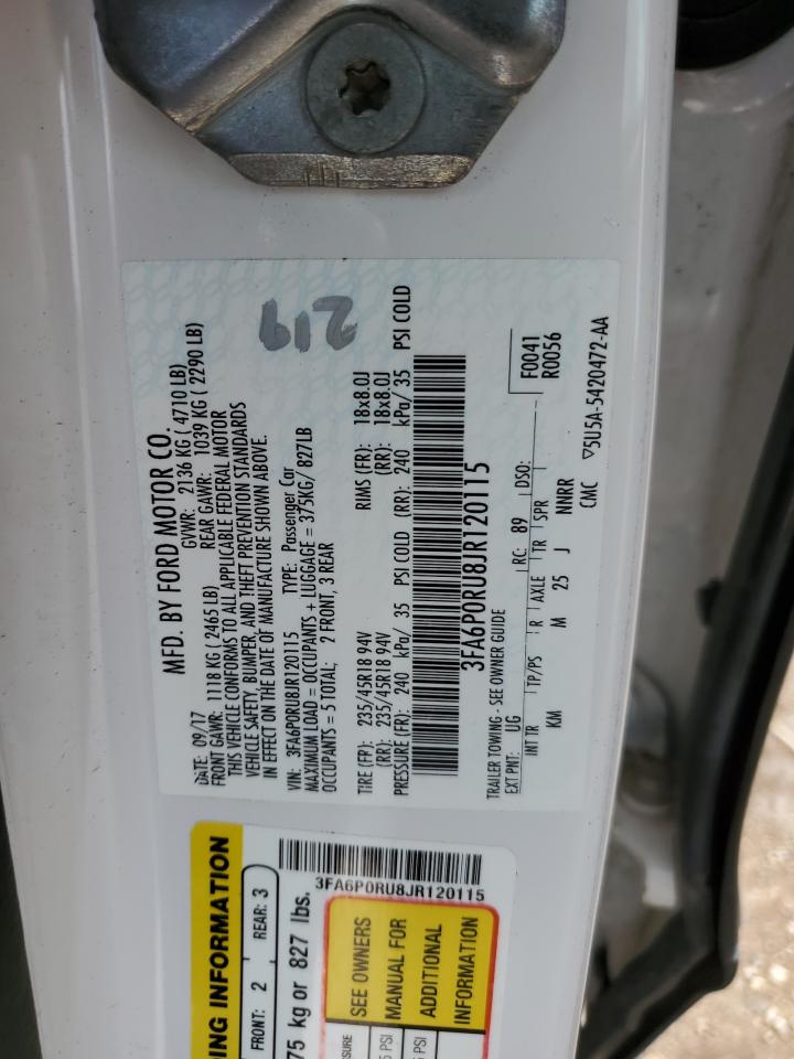 3FA6P0RU8JR120115 2018 Ford Fusion Titanium/Platinum Hev