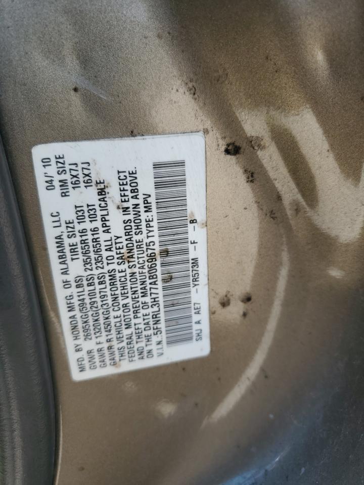 5FNRL3H77AB069675 2010 Honda Odyssey Exl