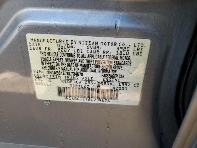 2008 Nissan Sentra 2.0 VIN: 3N1AB61E78L734678 Lot: 62452034