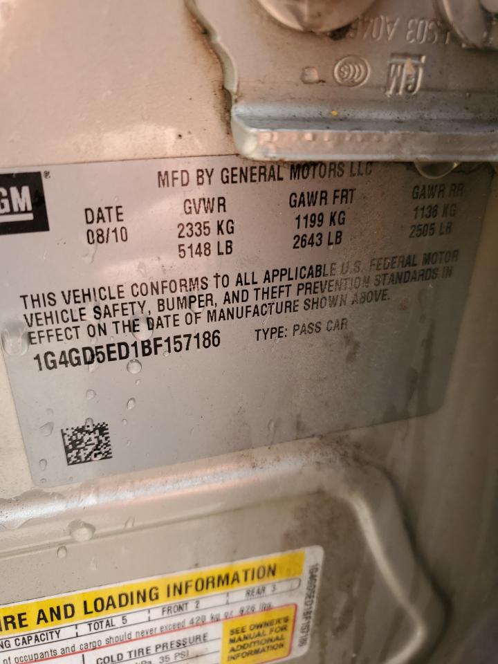 1G4GD5ED1BF157186 2011 Buick Lacrosse Cxl