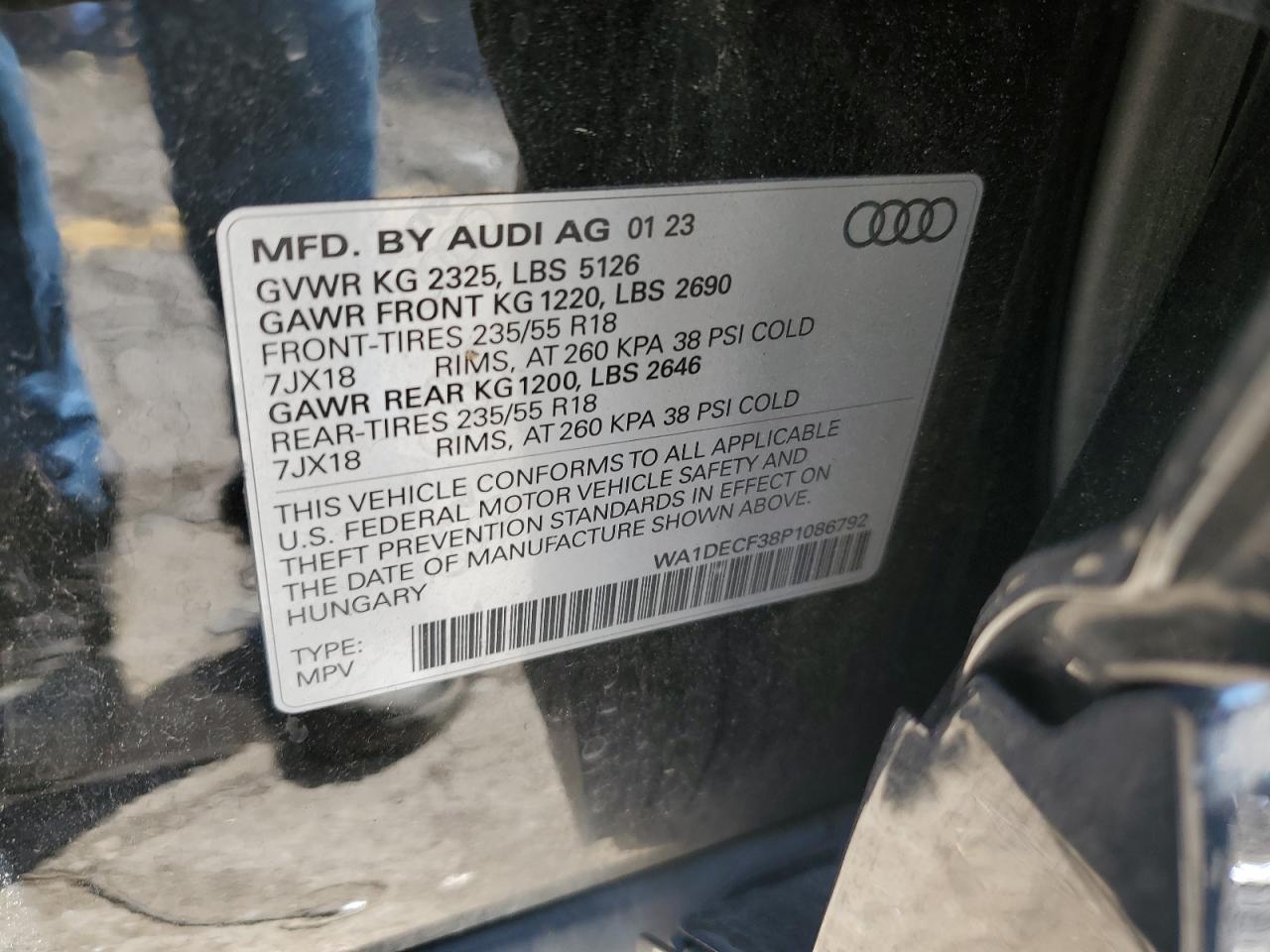 WA1DECF38P1086792 2023 Audi Q3 Premium S Line 45