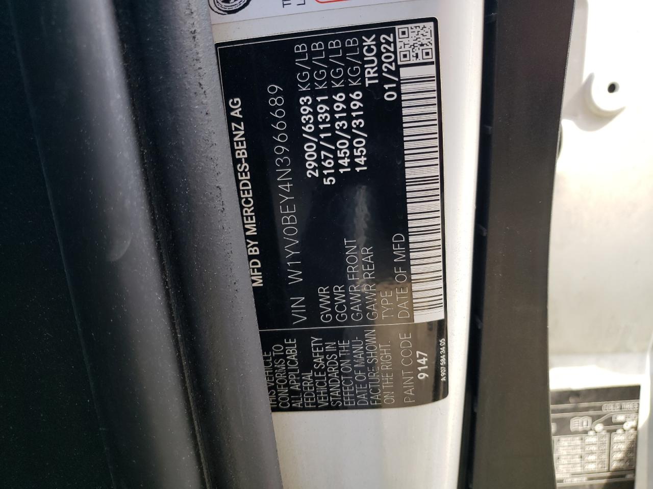 W1YV0BEY4N3966689 2022 Mercedes-Benz Metris