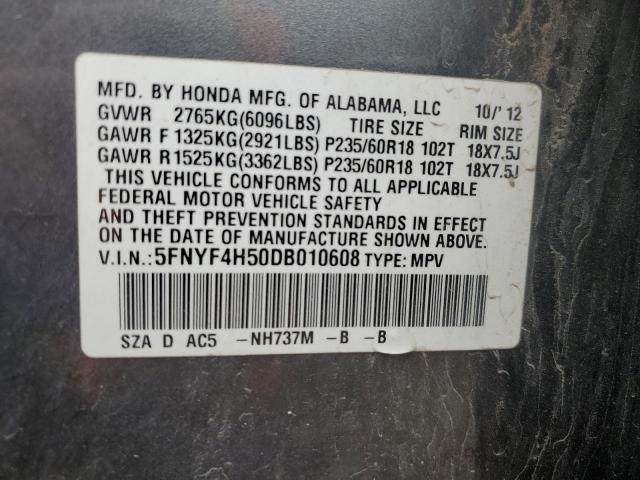 2013 Honda Pilot Exl VIN: 5FNYF4H50DB010608 Lot: 61410154