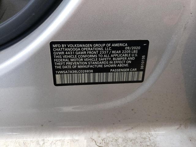 2020 Volkswagen Passat Se VIN: 1VWSA7A36LC026836 Lot: 62317874