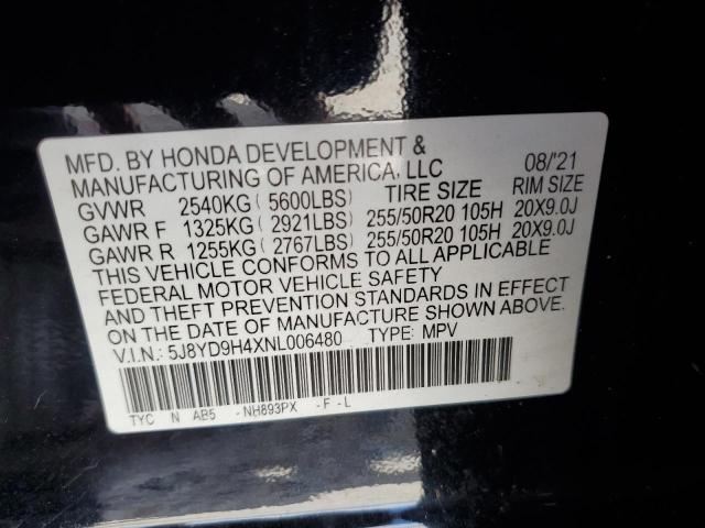 2022 Acura Mdx Technology VIN: 5J8YD9H4XNL006480 Lot: 62255194