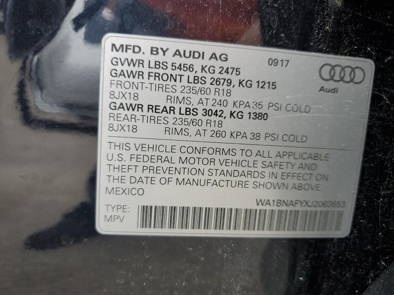 WA1BNAFYXJ2063653 2018 Audi Q5 Premium Plus