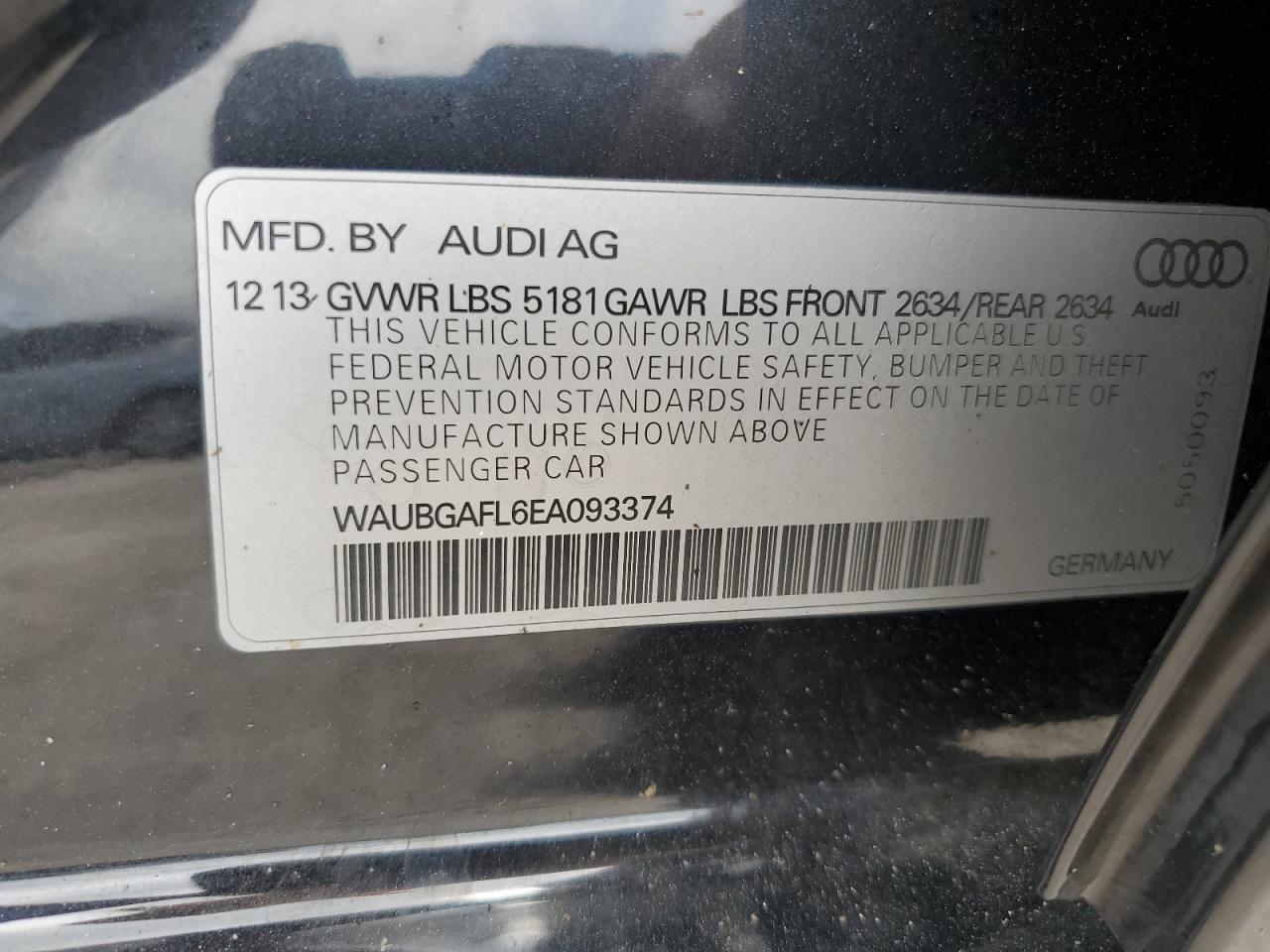 WAUBGAFL6EA093374 2014 Audi S4 Premium Plus