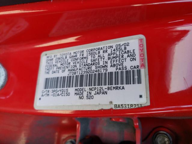 2002 Toyota Echo VIN: JTDBT123920248179 Lot: 60309964