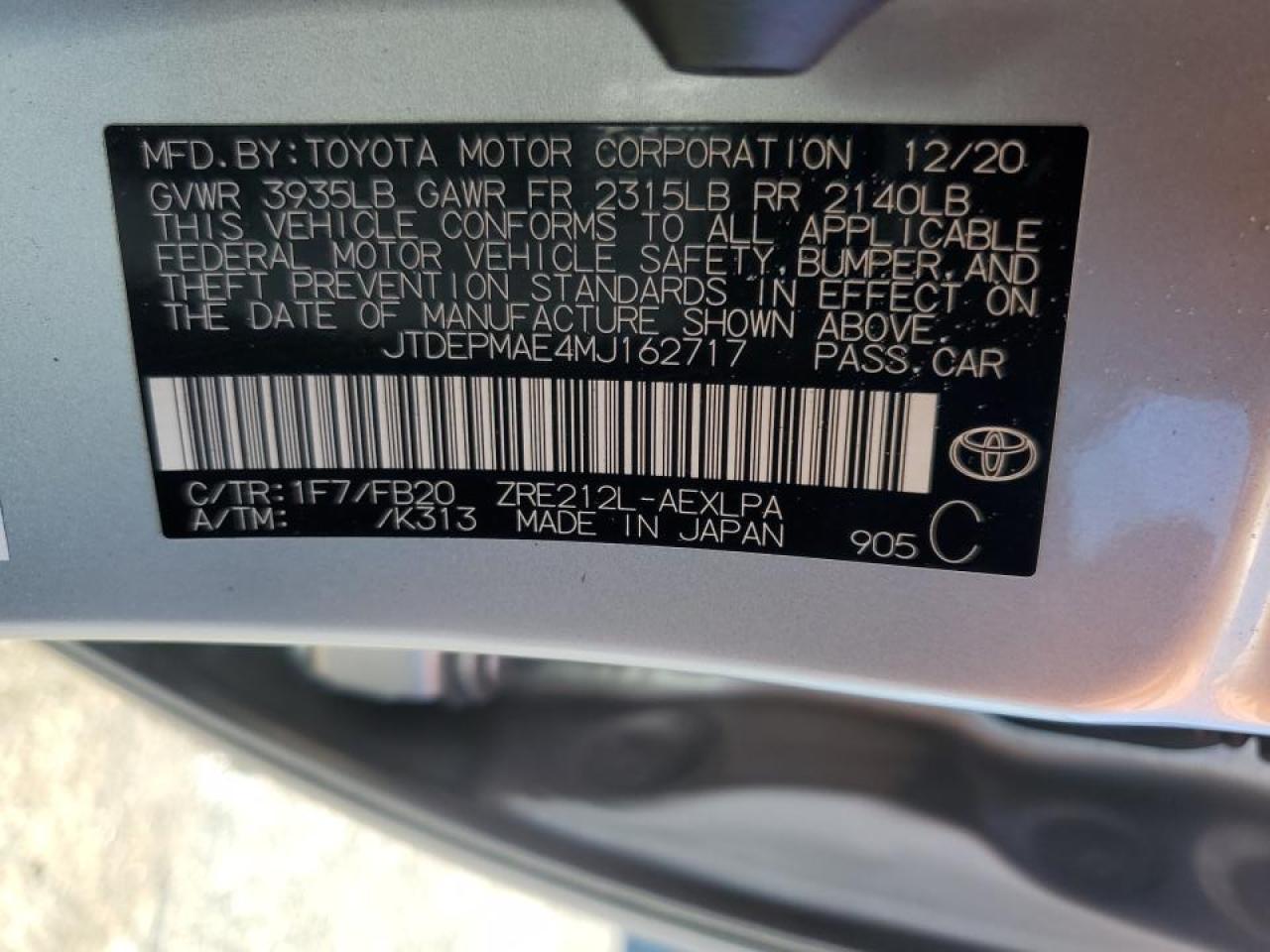 Lot #2989157675 2021 TOYOTA COROLLA LE