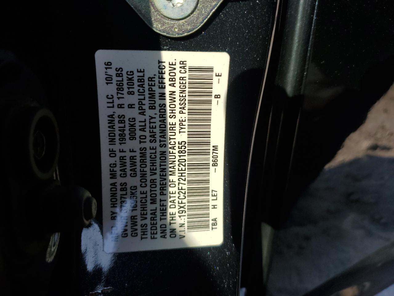 19XFC2F72HE201855 2017 Honda Civic Ex 19XFC2F72HE201855 2017 Honda Civic Ex