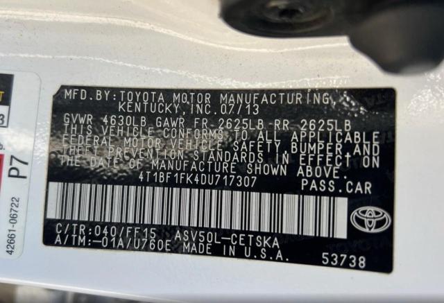 VIN 4T1BF1FK4DU717307 2013 Toyota Camry, L no.10