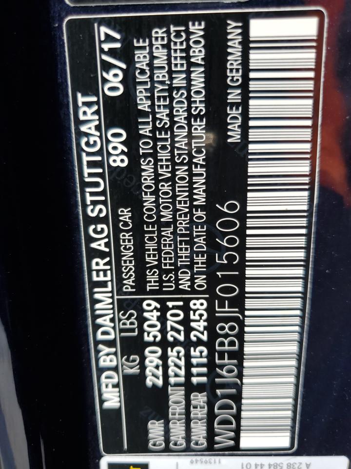 WDD1J6FB8JF015606 2018 Mercedes-Benz E 400