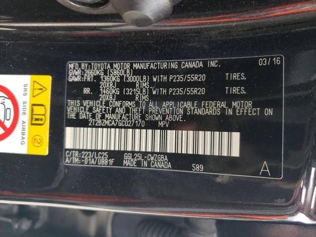 VIN 2T2BZMCA7GC027170 2016 Lexus RX, 350 Base no.13