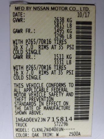 VIN 1N6AD0EV2JN715814 2018 Nissan Frontier, S no.13