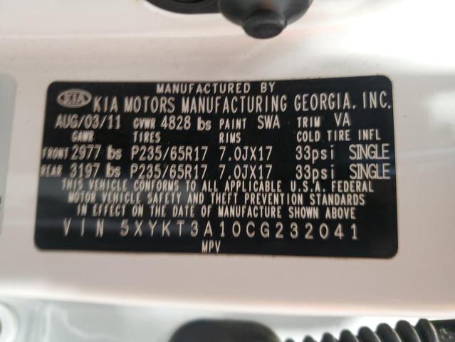 2012 Kia Sorento Base VIN: 5XYKT3A10CG232041 Lot: 60798994