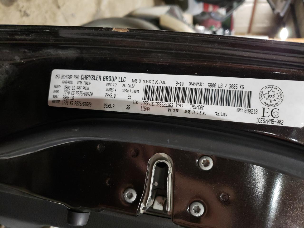 1D7RV1CT3BS529363 2011 Dodge Ram 1500