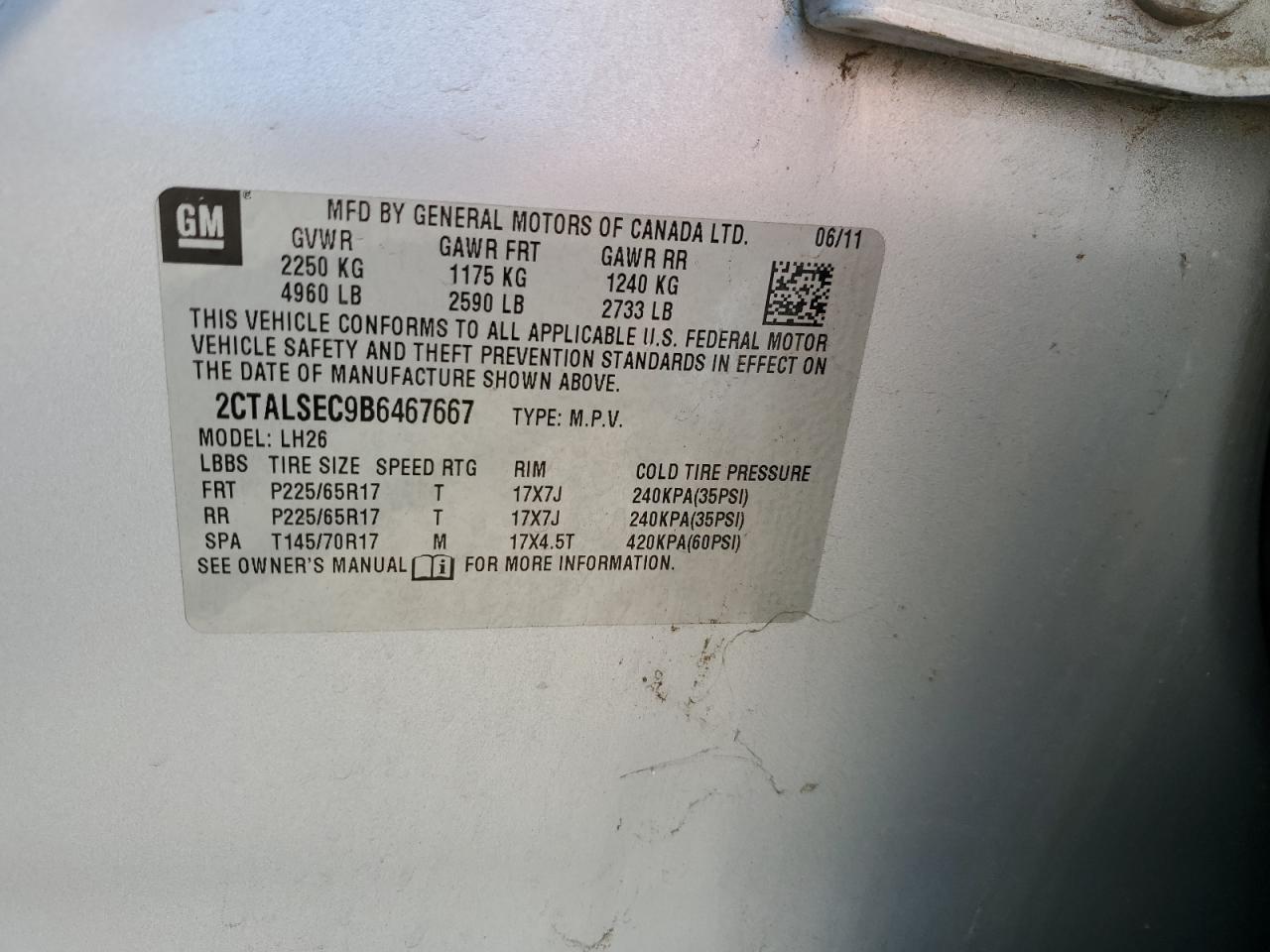 2CTALSEC9B6467667 2011 GMC Terrain Sle