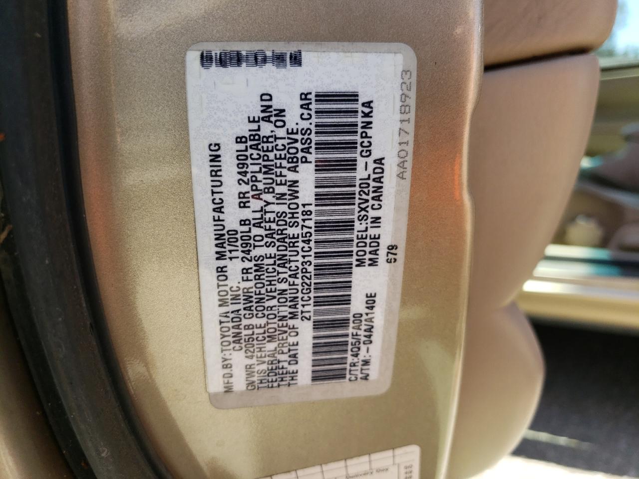 2T1CG22P31C457181 2001 Toyota Camry Solara Se