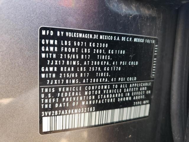 VIN 3VV2B7AX9KM032163 2019 Volkswagen Tiguan, SE no.12