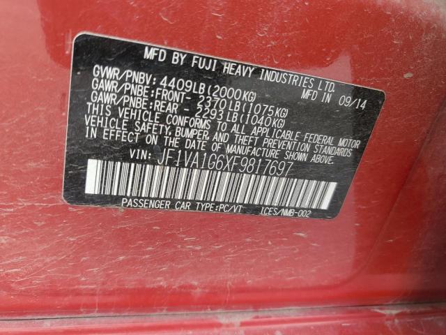 2015 SUBARU WRX LIMITE - JF1VA1G6XF9817697