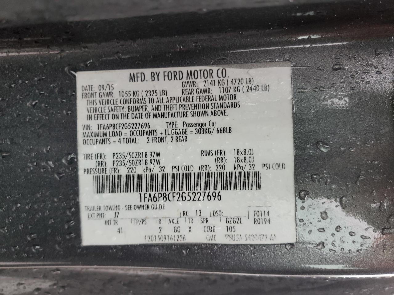 1FA6P8CF2G5227696 2016 Ford Mustang Gt