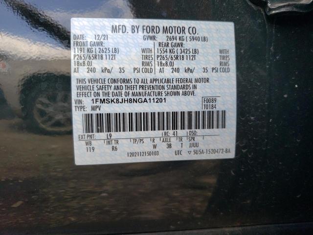 2022 FORD EXPLORER T - 1FMSK8JH8NGA11201