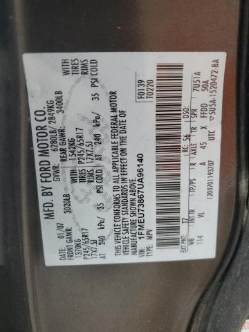 2007 Ford Explorer Xlt VIN: 1FMEU73867UA96140 Lot: 61097784