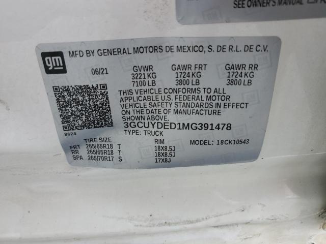 2021 CHEVROLET SILVERADO - 3GCUYDED1MG391478