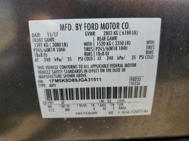 2018 FORD EXPLORER X - 1FM5K8D89JGA31511
