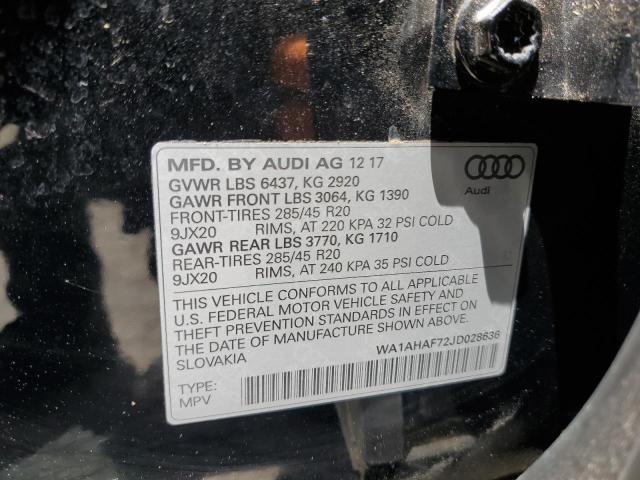 2018 Audi Q7 Premium VIN: WA1AHAF72JD028636 Lot: 62615304